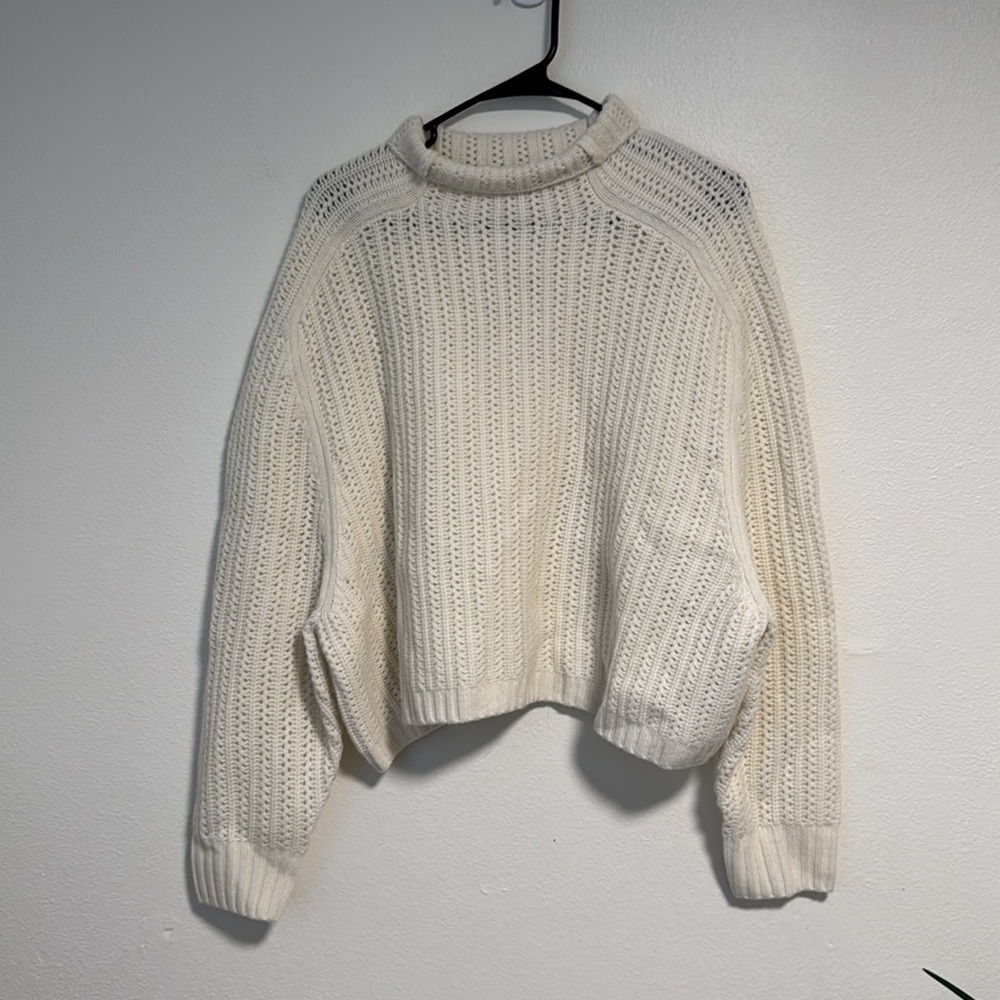 Madewell Pointelle-Stitch Mockneck Sweater in Heather Ivory - Picture 7 of 15